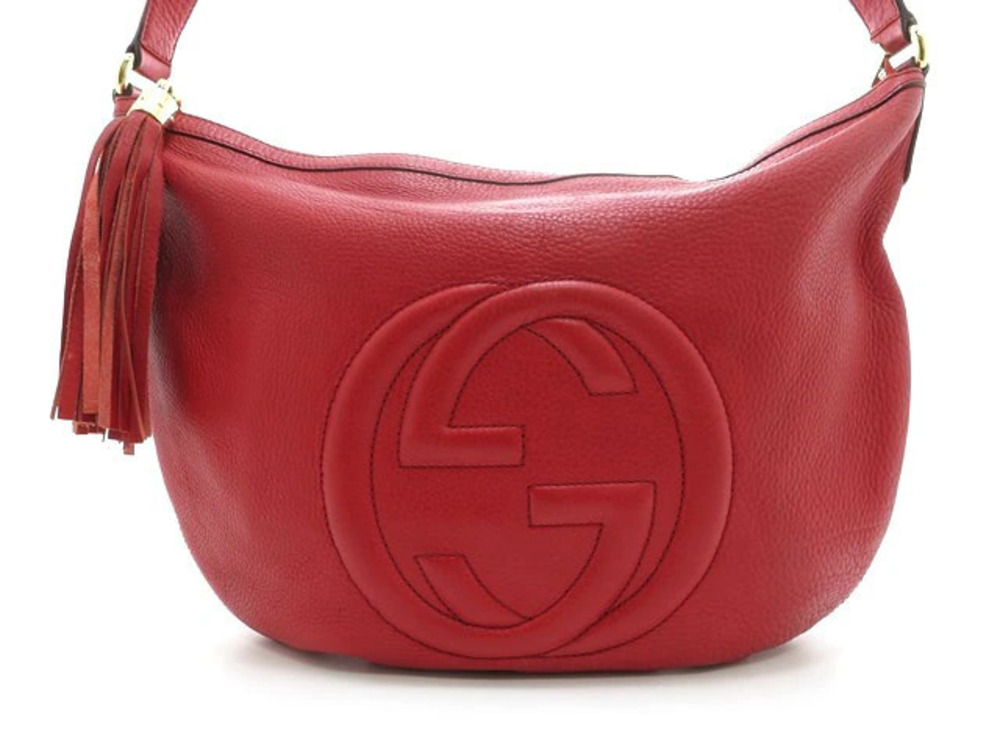 Gucci Soho Interlocking Shoulder Bag Leather Red